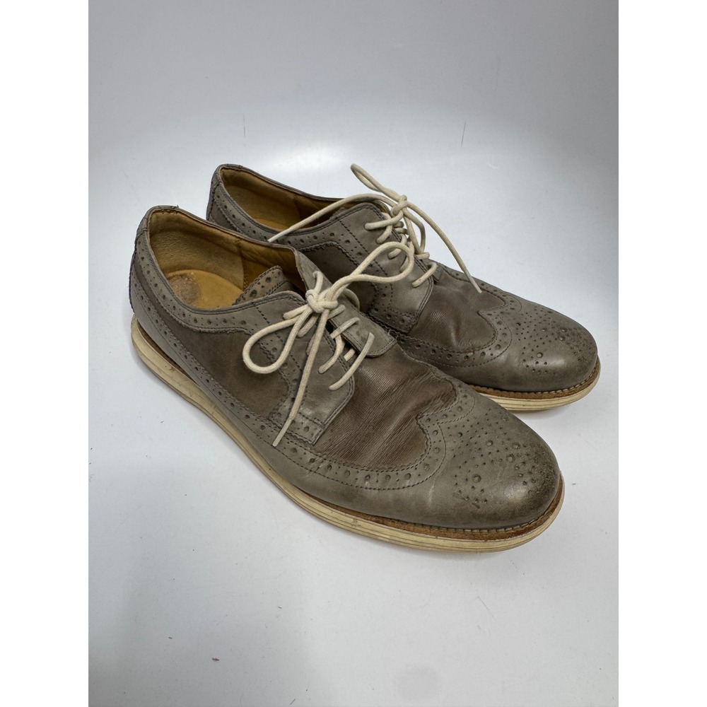 Cole Haan LunarGrand Wingtip Oxford Mens 12 Grey Good Leather Brogue C13974